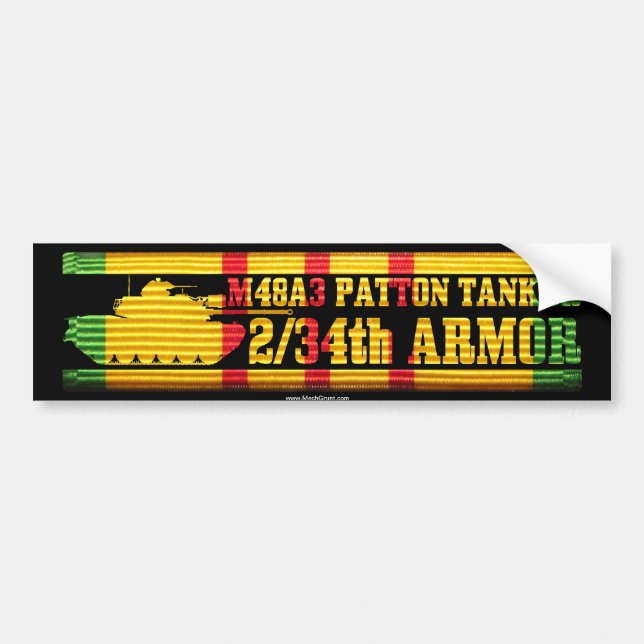 2/34th Armour M48A3 Patton Tanker Bumper Sticker (Front)