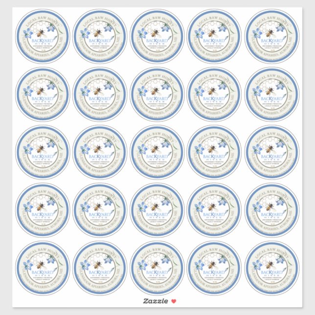 2.5" Backyard Hive Apiary Hand-bottled Raw Honey (Sheet)