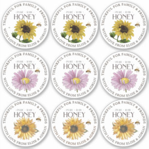 2.5" Honey Thankful for Family Friends Flower Stic