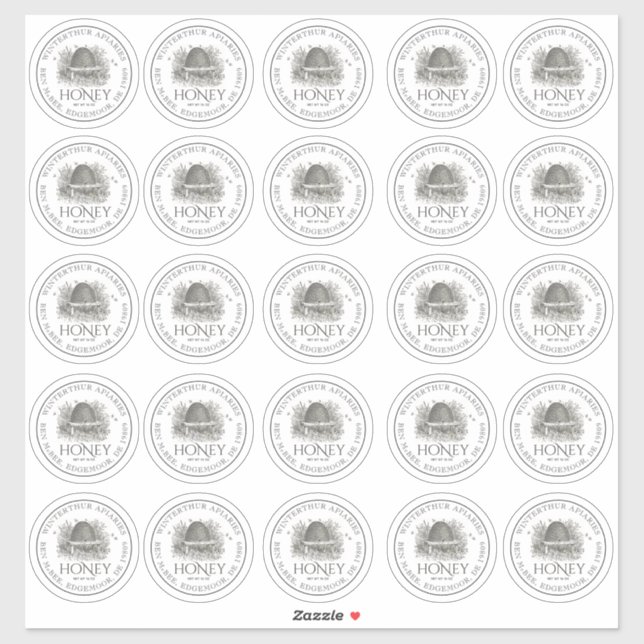 2.5" Wide Mouth Mason Honey Jar Lid Label (Sheet)