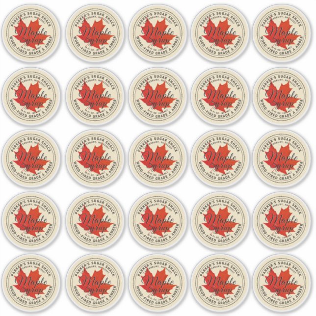 2.5" Wood-fired Maple Syrup Label Red Maple Leaf  (Front)