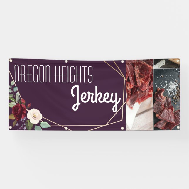 2.5'x6' Business Announcement Plum Purple Roses Go Banner (Horizontal)