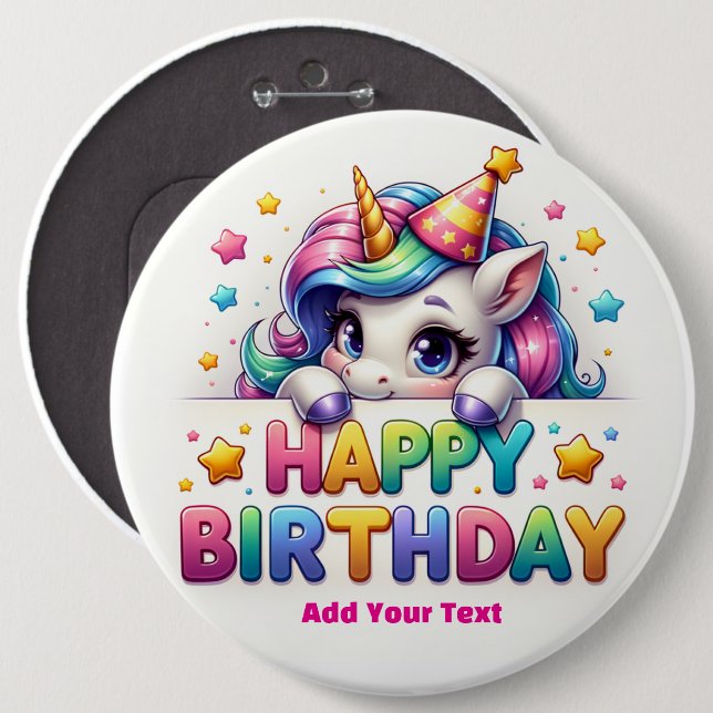 #2 Add Your Text /Happy Birthday  6 Cm Round Badge (Front & Back)