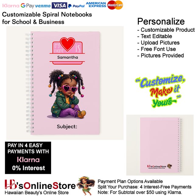 2 African American Girl Writing Supplies Students  Notebook (2 African American Girl Writing Supplies Students Notebook.)