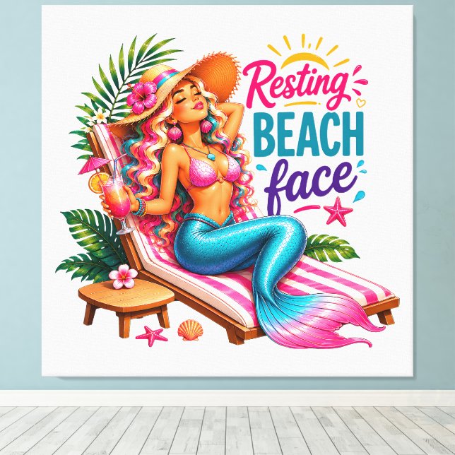 #2 Beach Wall Art  Wrapped Canvas (Gloss) (Insitu(Wood Floor))
