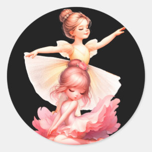 2 Beautiful ballerina's Classic Round Sticker