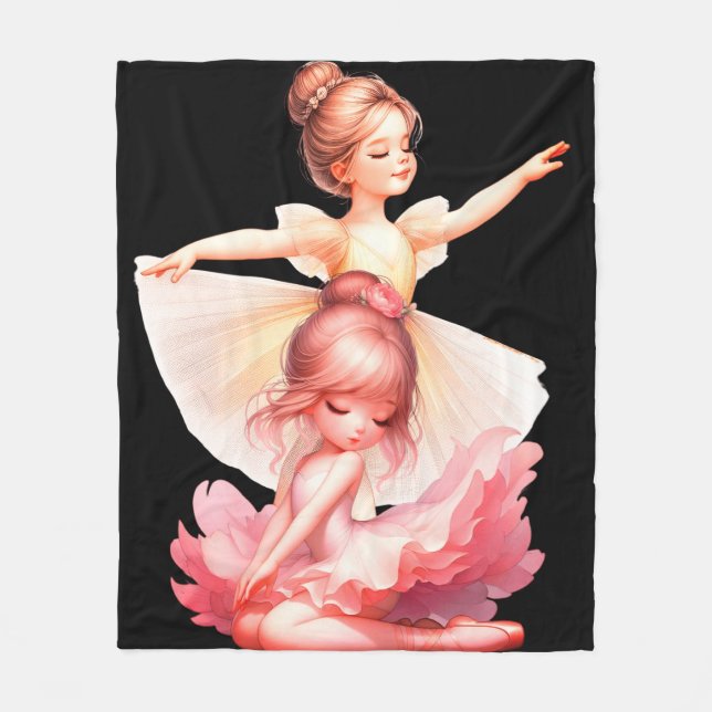 2 Beautiful ballerina's  Fleece Blanket (Front)