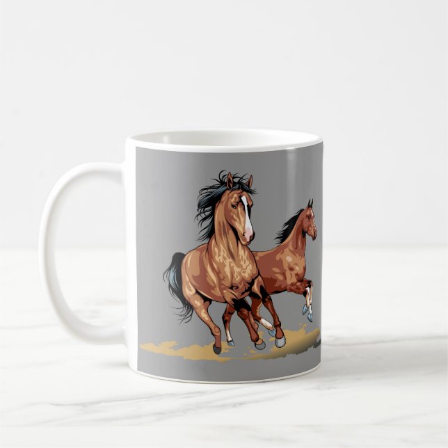 2 Beautiful Horses Running Coffee Mug (Left)