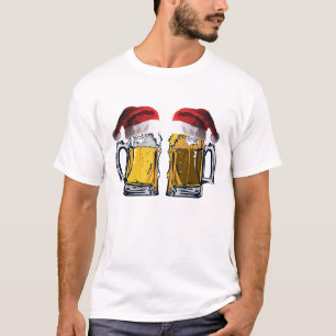 2 Beers with Santa Claus Hats T-Shirt