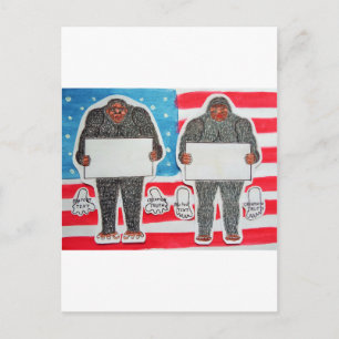 2 big foot text, on U.S.A. flag . Postcard