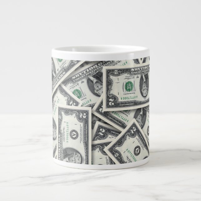 $2 Bill Money Pattern Large Coffee Mug (Front)
