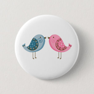 2 Birds 6 Cm Round Badge