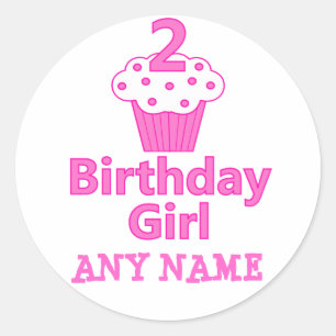 2 - Birthday Girl - Cupcake Design Classic Round Sticker