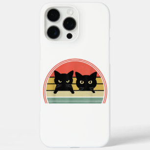 2 Black Cats Peeking Vintage Retro Cat Animal Love iPhone 16 Pro Max Case