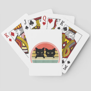 2 Black Cats Peeking Vintage Retro Cat Animal Love Playing Cards
