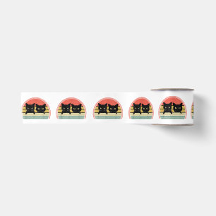 2 Black Cats Peeking Vintage Retro Cat Animal Love Satin Ribbon