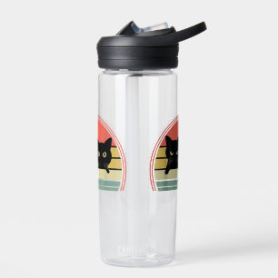 2 Black Cats Peeking Vintage Retro Cat Animal Love Water Bottle
