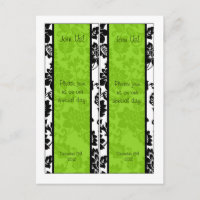 2 Black/Lime Green Floral Damask Wedding Bookmarks
