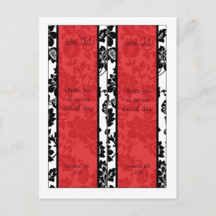 2 Black/Red Floral Damask Wedding Bookmarks Postcard