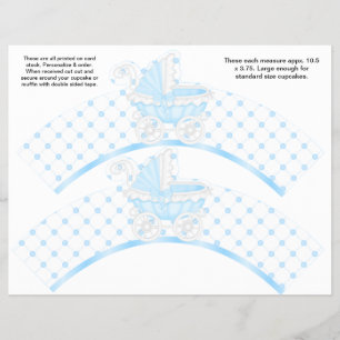 2 Blue Carriage Baby Personalised Cupcake Wrappers