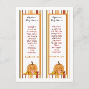 2 Book Marks Autumn Fall Pumpkin Baby Invitation Postcard