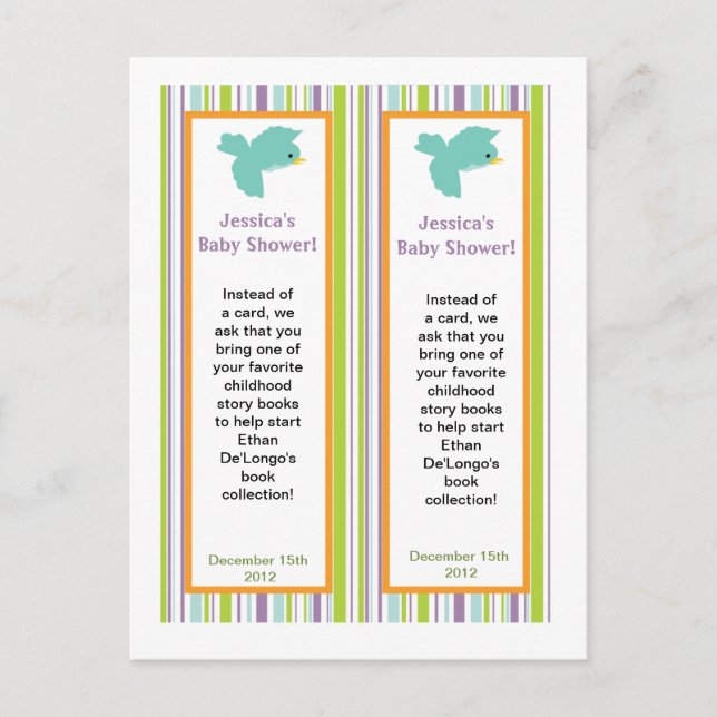 2 Bookmarks Furry Woodland Animals Invitation Postcard (Front)