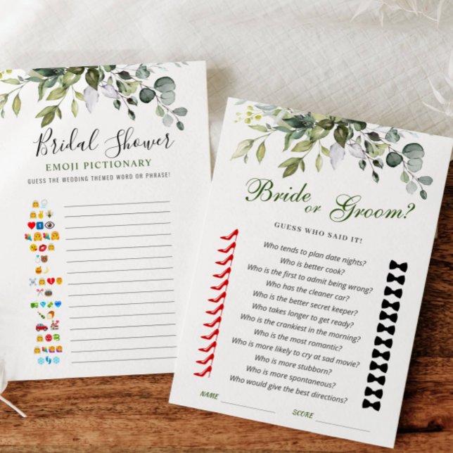 2 Bridal Shower Games Elegant Eucalyptus Card (Creator Uploaded)
