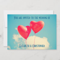 2 Bright Red Heart Shaped Balloons Wedding