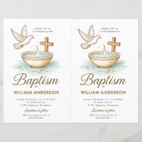 2 Budget Blue Floral Cross Baptism Invitation