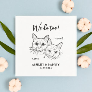 2 Cats Face Pet We do Too Cocktail Wedding Napkin