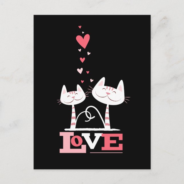 2 Cats in Love | Valentine Themed Postcards (Front)
