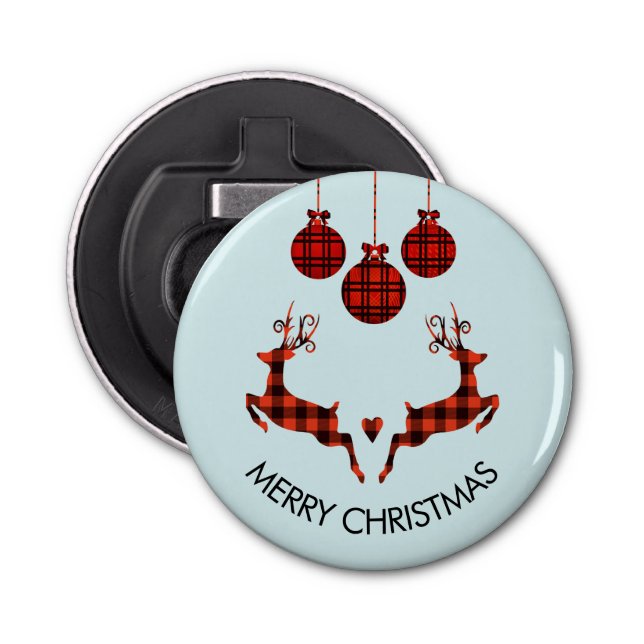 2 Christmas Deer Jumping Rustic Style Bottle Opener (Front)