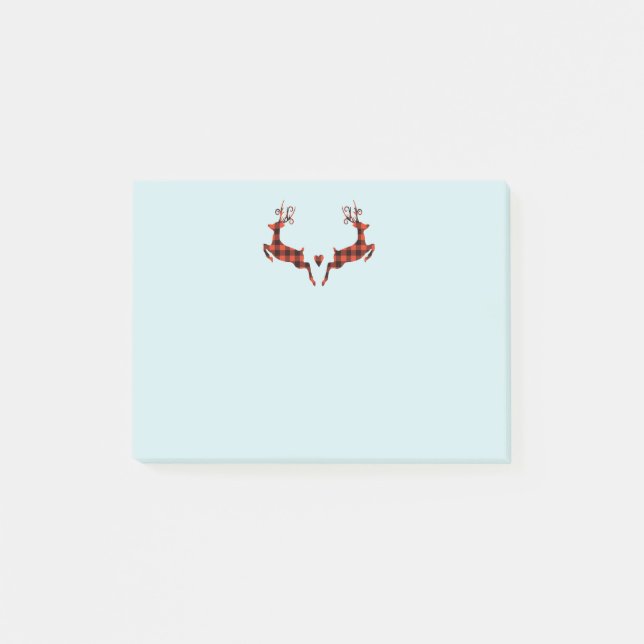 2 Christmas Deer Jumping Rustic Style Post-it Notes (Front)
