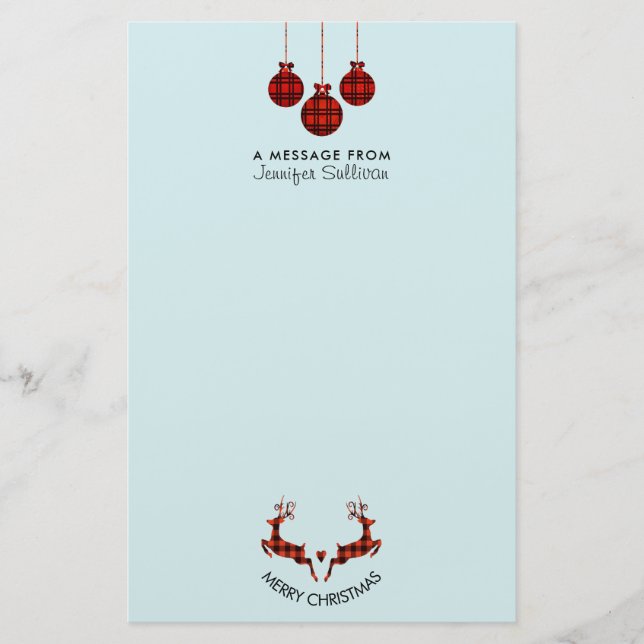 2 Christmas Deer Jumping Rustic Style Stationery (Front)