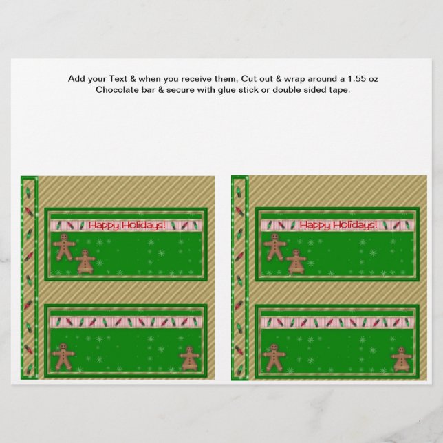 2 Christmas Holiday Custom Candy Bar Wrappers (Front)