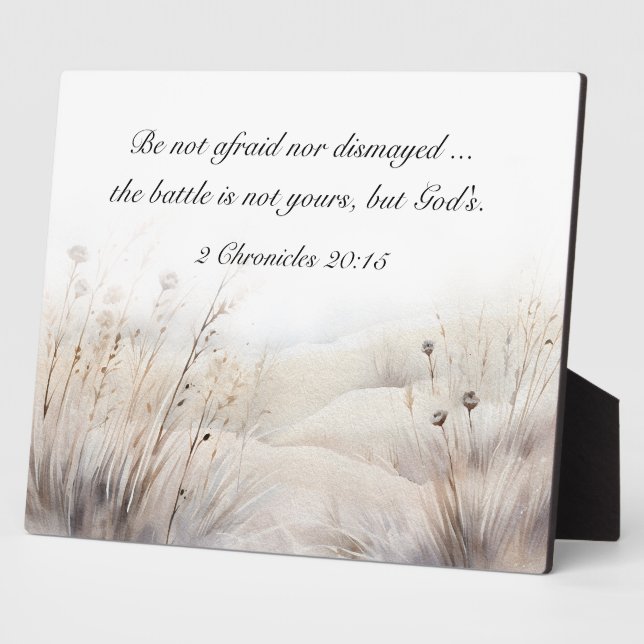 2 Chronicles 20:15 The Battle is God's Bible Verse Plaque (Side)