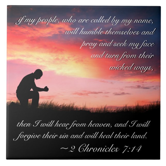 2 Chronicles 7:14 Bible Verse If My People Pray Tile (Front)