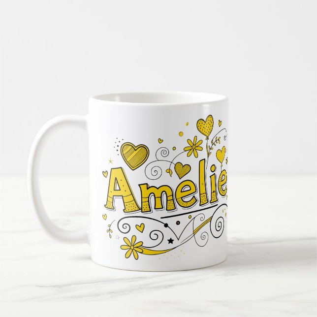 2 Color Amelie 4 - Doodle Coffee Mug (Left)