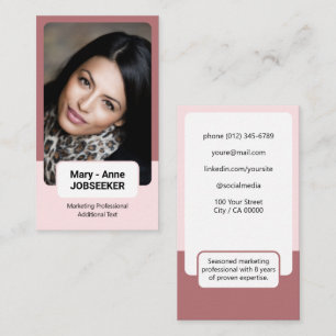 2 Coloured Classic Job Seeker Classy Vintage Pink  Business Card