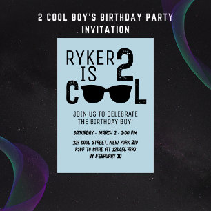 2 Cool Retro Sunglasses Boy 2nd Birthday Invitation