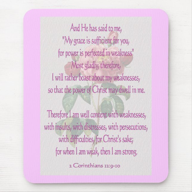 2 Corinthians 12:9-10 Mouse Pad (Front)