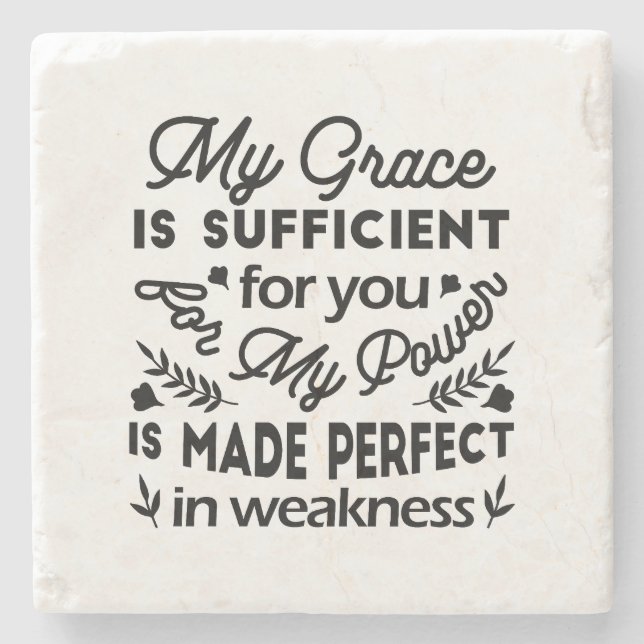 2 Corinthians 12:9 – My Grace Is Sufficient Art Stone Coaster (Front)