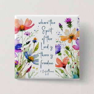 2 Corinthians 3:17 Freedom Bible Verse 15 Cm Square Badge