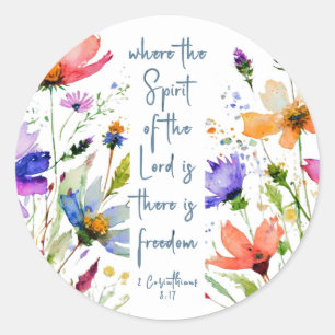 2 Corinthians 3:17 Freedom Bible Verse  Classic Round Sticker
