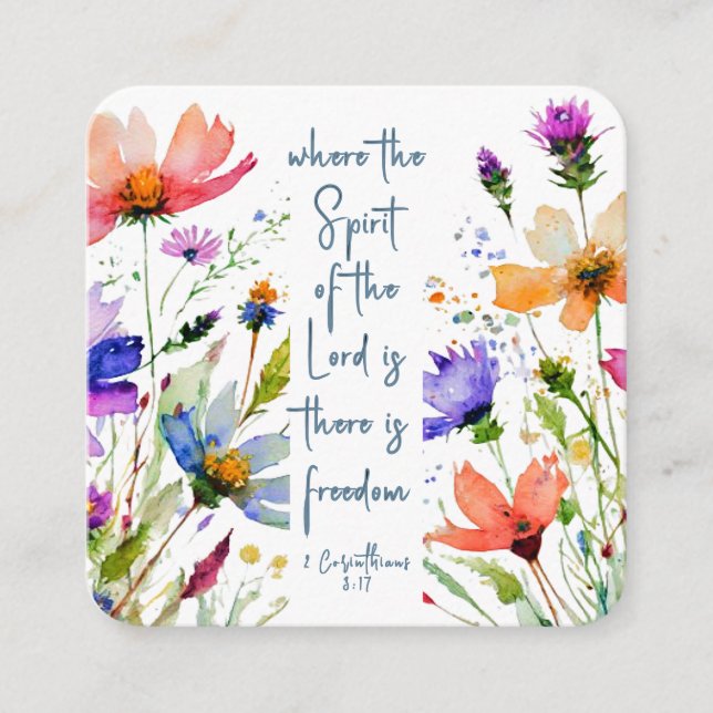 2 Corinthians 3:17 Freedom Bible Verse Square Business Card (Front)
