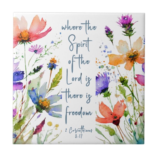 2 Corinthians 3:17 Freedom Bible Verse  Tile (Front)