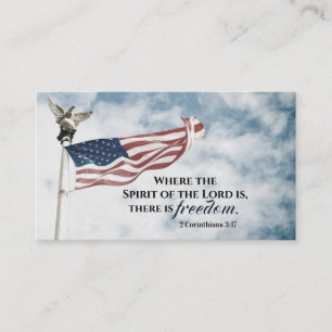 2 Corinthians 3:17 There is Freedom, American Flag Business Card
