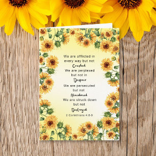 2 Corinthians 4:8-9 Bible Verse Sunflower Card