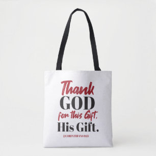 2 Corinthians 9:15 bible verse design I Tote Bag