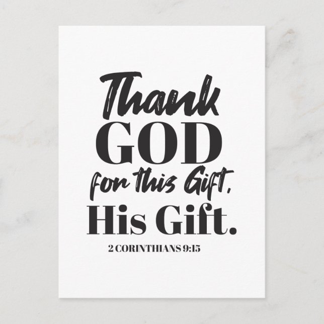 2 Corinthians 9:15 bible verse design II Postcard (Front)